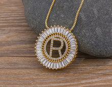 Load image into Gallery viewer, Hot Sale A-Z Initials 3 Colors Chooses Micro Pave CZ Letter Pendant Necklaces