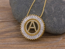 Load image into Gallery viewer, Hot Sale A-Z Initials 3 Colors Chooses Micro Pave CZ Letter Pendant Necklaces