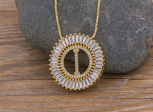Load image into Gallery viewer, Hot Sale A-Z Initials 3 Colors Chooses Micro Pave CZ Letter Pendant Necklaces