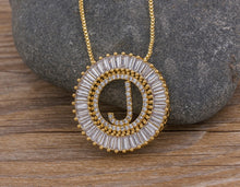 Load image into Gallery viewer, Hot Sale A-Z Initials 3 Colors Chooses Micro Pave CZ Letter Pendant Necklaces