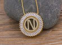 Load image into Gallery viewer, Hot Sale A-Z Initials 3 Colors Chooses Micro Pave CZ Letter Pendant Necklaces