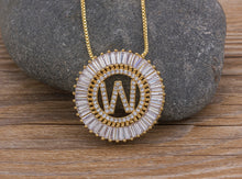 Load image into Gallery viewer, Hot Sale A-Z Initials 3 Colors Chooses Micro Pave CZ Letter Pendant Necklaces