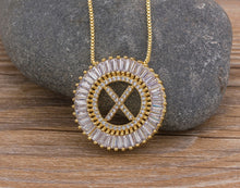 Load image into Gallery viewer, Hot Sale A-Z Initials 3 Colors Chooses Micro Pave CZ Letter Pendant Necklaces