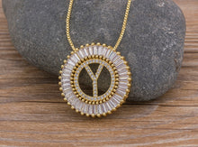 Load image into Gallery viewer, Hot Sale A-Z Initials 3 Colors Chooses Micro Pave CZ Letter Pendant Necklaces